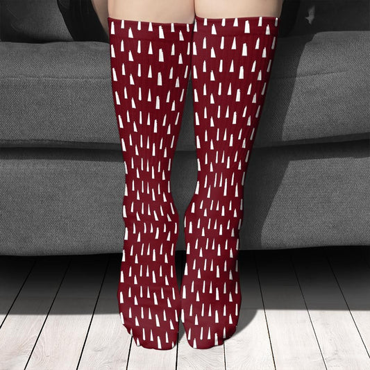 NYC and London Skyscraper Socks Dark Red