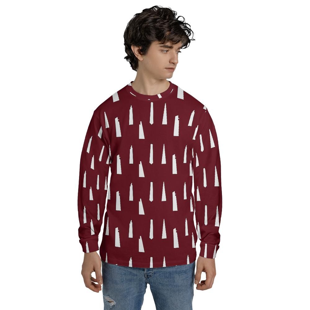 NYC and London Skyscraper Long sleeve dark red