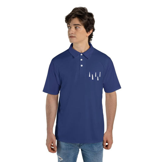 NYC and London Skyscraper Short Sleeve Polo Shirt blue