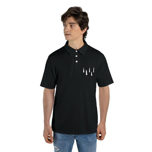 NYC and London Skyscraper Short Sleeve Polo Shirt black