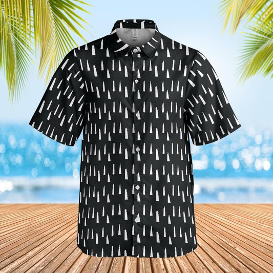 NYC and London Skyscraper Short Sleeve button down shirt black